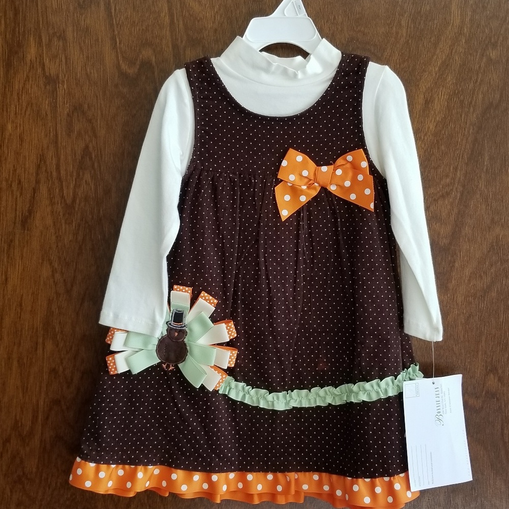 BonnieJean 3T fall-themed Thanksgiving dress